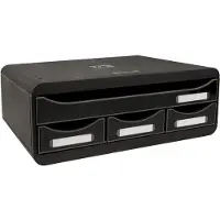Exacompta Set de tiroirs de bureau Toolbox 4 tiroirs Noir brillant