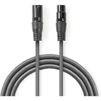 Nedis Câble Adaptateur Dmx Cotg15012gy150 Xlr 3 Broches M-xlr 3 Broches F Nickelé 15 M