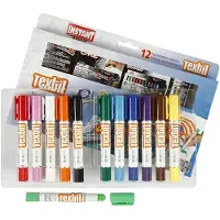 Playcolor Stylos de Peinture Gouache Solide 5g - Textil Pocket - 12 couleurs assorties - 10561