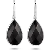 GLAMS Oorhangers Onyx 10.86ct Franse Haak - Zilver, (Argent, Onyx)