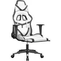 vidaXL Chaise de jeu avec massage & repose-pieds Blanc & Noir Similicuir