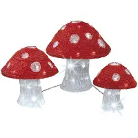 Lumineo Pack 3 Champignons Acrylique Décoration Lumineuse Extérieure Design -