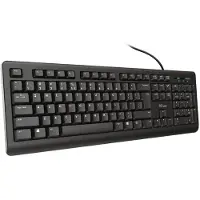 Trust TK-150, Full size (100%), Câble, USB, Commutateur à membrane, QWERTY, Noir