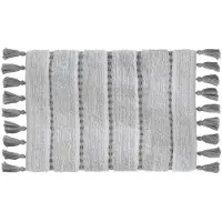5 Five Tapis de Salle de Bain Gris en Coton avec pompons 50 x 75 cm