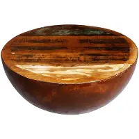 vidaXL Table basse demi-sphère avec fond en acier Vieux bois
