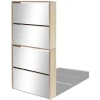vidaXL Meuble à chaussures 4 étagères avec miroir 63x17x134 cm Chêne