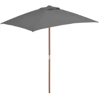 vidaXL Parasol avec mât en bois 150x200 cm Anthracite
