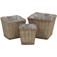vidaXL Lits surélevés 3 pcs Osier avec doublure en PE
