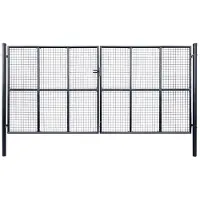 vidaXL Portail de jardin grillagé en acier galvanisé gris 400 x 200 cm
