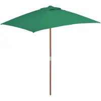 vidaXL Parasol avec mât en bois 150x200 cm Vert