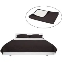 vidaXL Couvre-lit double face piqué 170 x 210 cm crème et marron