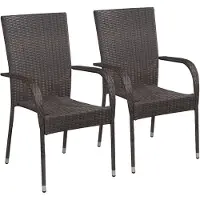 vidaXL Chaises de jardin empilables 2 pcs. Poly rotin brun