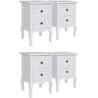 vidaXL Tables de chevet 4 pcs avec 2 tiroirs MDF Blanc