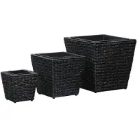 vidaXL Lits surélevés 3 pcs Jacinthe d'eau Noir45573