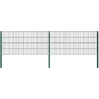 vidaXL Panneau de clôture avec poteaux en fer 349 x 80 cm Vert