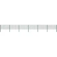 vidaXL Panneau de clôture avec poteaux en fer 10,2 x 0,8 m Vert