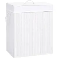 vidaXL Panier à linge avec 2 sections bambou blanc 100 L