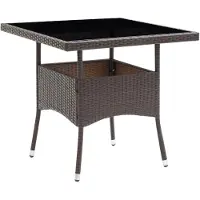 vidaXL Table à manger de jardin marron poly rotin