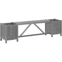vidaXL Banc de jardin avec 2 bacs à plantes 150 cm Bois massif acacia gris