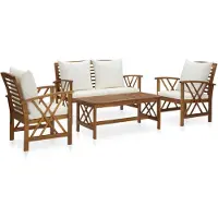 vidaXL Ensemble de salon de jardin 4 pièces avec coussins en bois massif d'acacia