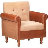 vidaXL Chaise cabriolet marron cuir véritable et toile