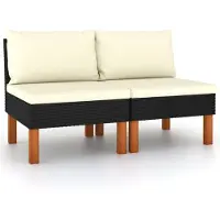 vidaXL Canapés centraux 2 pcs Résine tressée et bois d'eucalyptus