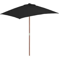 vidaXL Parasol avec mât en bois noir 150x200 cm