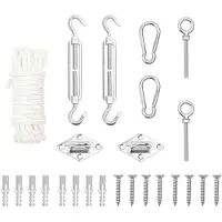 vidaXL Set de 9 accessoires pour voile d'ombrage en acier inoxydable