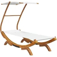 vidaXL Bain de soleil avec toit 100x190x134 cm Bois courbé massif Crème