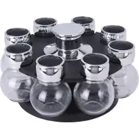 Excellent Housewares Carrousel à épices 8 pièces, Organisateurs de cuisine, Noir, Argent