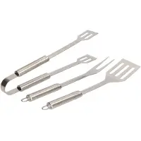 Alpina BBQ Accessories - Barbecue Tool Set - 3-Piece Set - Tongs. Spatule, Fourchette - acier inoxydable