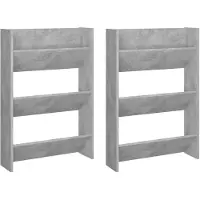vidaXL Armoires à chaussures murales 2 pcs Gris béton 60x18x90 cm