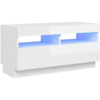 vidaXL Armoire TV avec lampes LED blanc brillant 80x35x40 cm