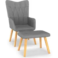 vidaXL Fauteuil relax avec pouf Tissu gris foncé