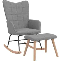 vidaXL Chaise à bascule avec tabouret Gris clair Tissu