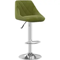 vidaXL Tabouret de bar "Aschbach" en velours (100 % polyester), acier chromé vert clair. Dimensions (L/H/P) 46x103x44 cm