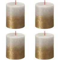 Bolsius Bougies pilier rustiques 4 pcs 80x68 mm Gris sableux et doré