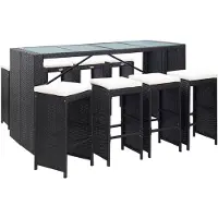 vidaXL Poly Rattan Bar-Set noir Meuble de jardin Lounge Salon de jardin