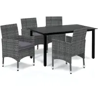 vidaXL Ensemble de jardin 5 pièces avec coussins Poly rotin gris
