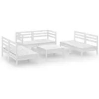 vidaXL Salon de jardin 7 pcs Blanc Bois de pin massif