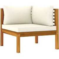 vidaXL Canapé d'angle modulaire avec coussins blanc crème en acacia