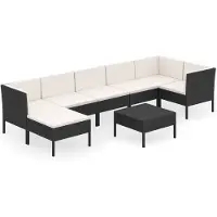 vidaXL 8-tlg. Set de salon de jardin avec auflagen Poly Rattan Schwarz