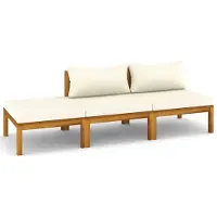 vidaXL Ensemble de salon de jardin 3 pièces avec coussins Crème Bois massif Acacia