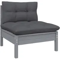 vidaXL Canapé de jardin central avec coussins Anthracite Gris Pin massif
