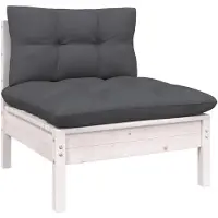 vidaXL Canapé de jardin central avec coussins Blanc Pin massif