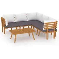 vidaXL Ensemble de salon de jardin 6 pièces avec coussins en bois massif d'acacia
