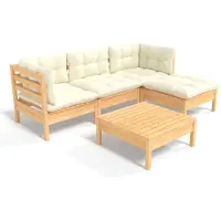 vidaXL Ensemble de salon de jardin 5 pièces avec coussins Crème Pin