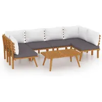 vidaXL Ensemble de salon de jardin avec coussins en bois massif d'acacia Groupe de salon d'extérieur