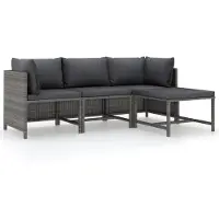 vidaXL Ensemble salon de jardin 4 pièces avec coussins Poly rotin gris