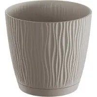 Prosperplast Pot De Fleurs 23,9 Cm Sandy P Rond Avec Soucoupe Mocca